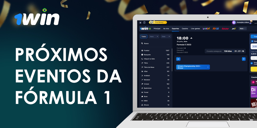A 1Win disponibiliza uma gama de eventos da Fórmula 1 para você apostar.